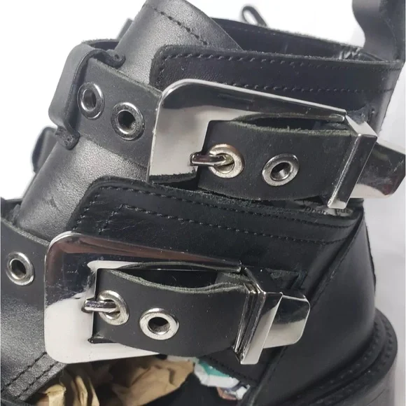 ASOS Leather Antidote Cut Out Chunky Ankle Boots size 9 - Picture 5 of 7